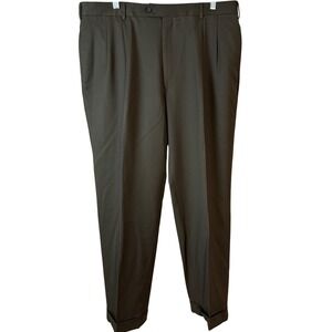 SALE Jos A Bank Men 38L Pleated‎ Wool Dress Pants Brown Cuffed Business Casual